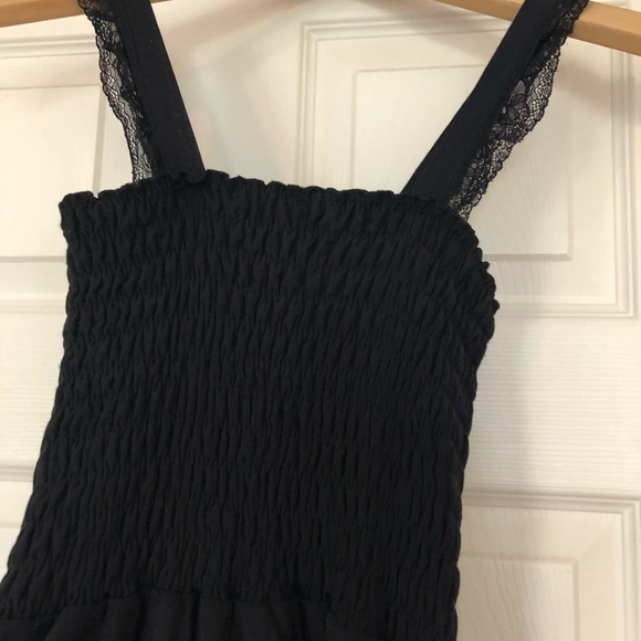 Black maxi sleeveless  dress. Smock bodice. - Picture 3 of 3